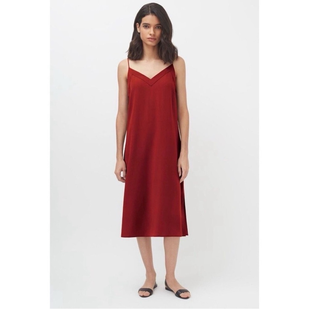 Cuyana Red Silk Slip Dress